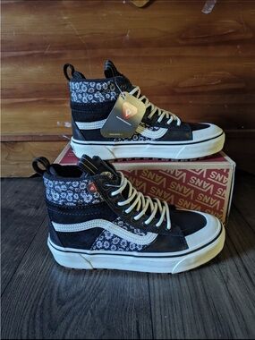 Vans Black & White Floral High-Top Sneakers
